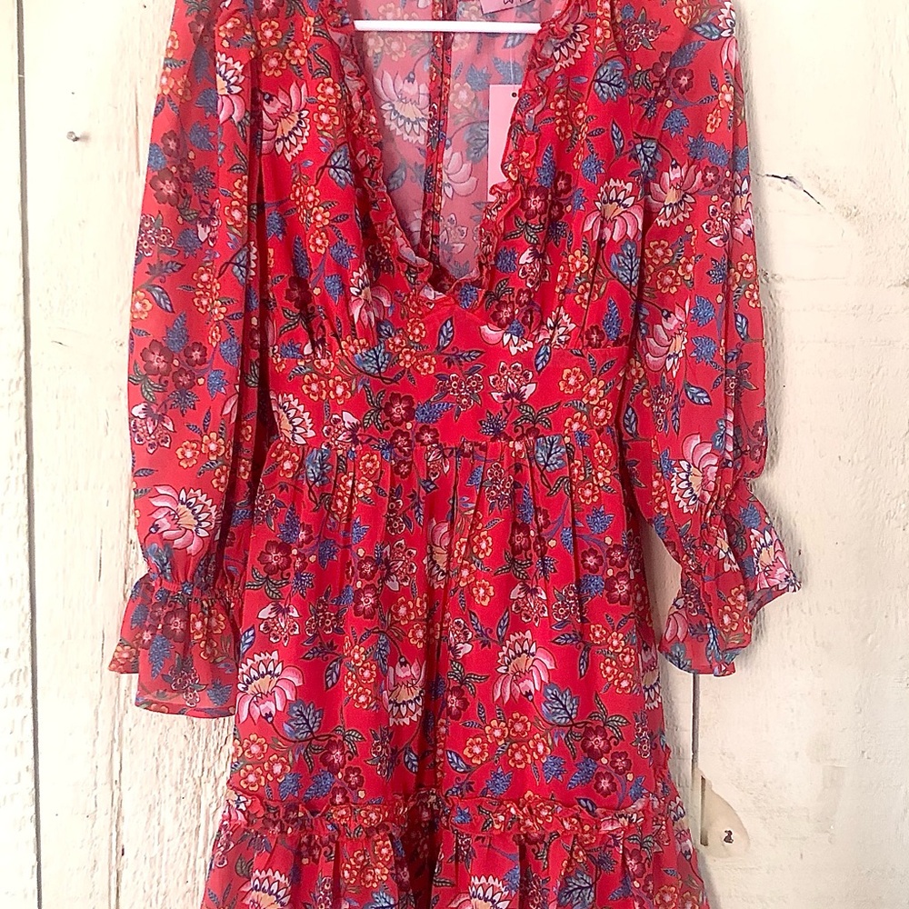 Floral Red Dress